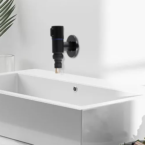 Edelstahl-Waschmaschinen-Wasserhahn mit schnell öffnendem Winkelventil für effiziente Wasserdurchflusskontrolle (grau) von UTTASU