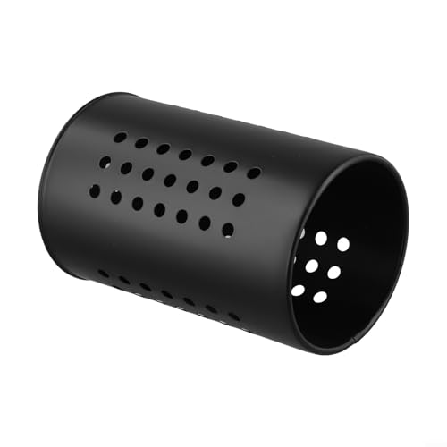 Effizienter Küchenutensilienhalter aus Edelstahl, mit Drainage, um Hygiene und Trockenheit des Bestecks zu erhalten (schwarz, klein) von UTTASU