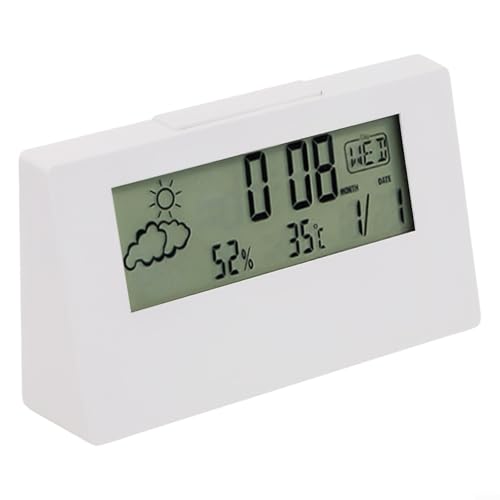 Elegante Thermohygrometer-Uhr mit Wetteranzeige und einfacher Schlummerfunktion (weißes Nachtlicht) von UTTASU