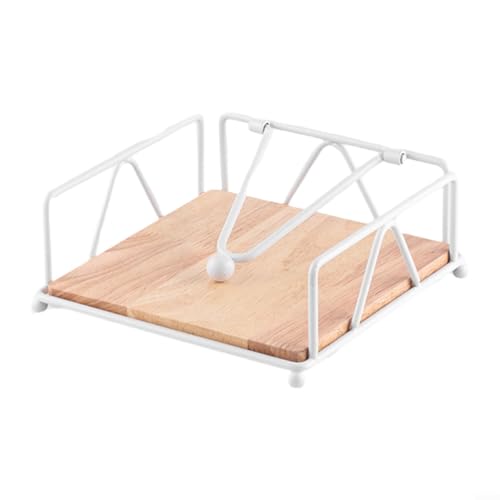 Eleganter Serviettenhalter aus Holz mit Spanngriff, perfekt für Zuhause oder Restaurant (weiß) von UTTASU