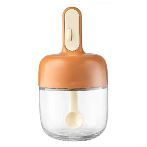 Elegantes Gewürzglas aus Glas mit integriertem Löffel für Feuchtigkeitsschutz und Organisation (Orange) von UTTASU