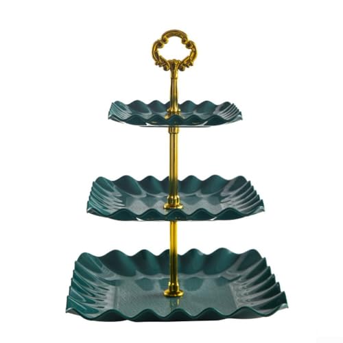 Etagere mit drei Etagen in elegantem Design - perfekte Ergänzung zu Ihrer Event-Dekoration (dunkelgrün) von UTTASU