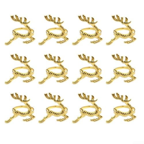 Festive Serviettenring aus Metall, Elch, 12 Stück, zur Verbesserung Ihres Wintererlebnisses (goldfarben) von UTTASU