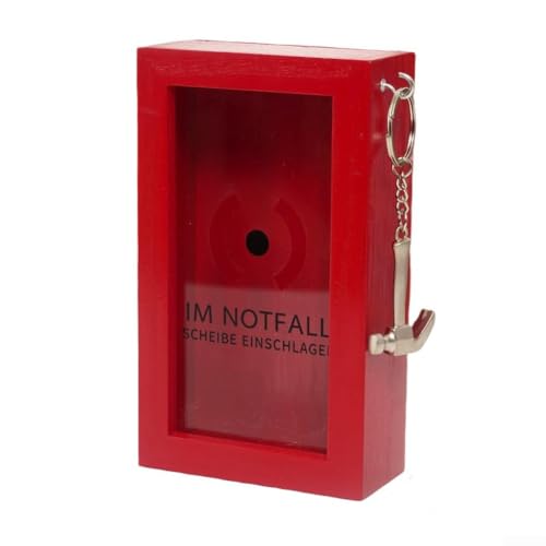 Feuerwehr Aufbewahrungsbox mit Hammer, Holz Transparent Sparer für Geld und Münzen und praktische Verwendung (17 * 10 * 4,5 cm) von UTTASU