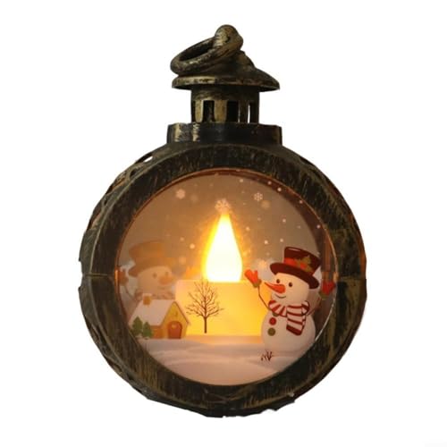 Flammenlose Kerzenlaterne für Weihnachtsdekoration mit Vintage-Design, bietet sichere, gemütliche Beleuchtung (Schneemann Bronzefarbe) von UTTASU