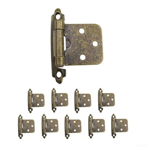 Geräuschlose Verschlusslösung. Holen Sie sich Ihre Packung mit 10 selbstschließenden Overlay-Schrankscharnieren (grüne Bronze) von UTTASU
