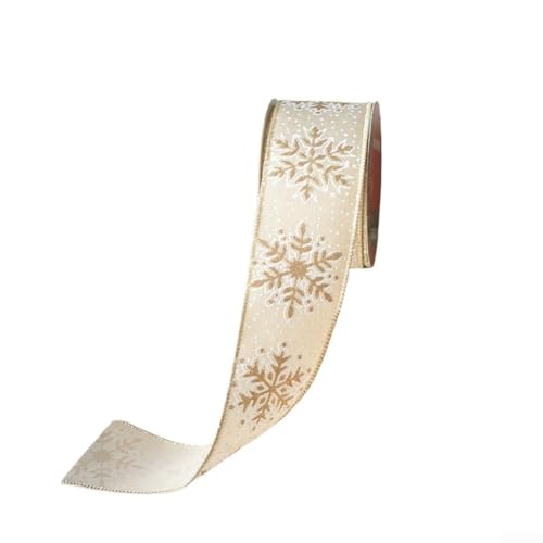 Glitzerband mit Aufschrift "Merry For Christmas" auf Drahtsamt, für Weihnachtsbaumschleifen, Kränze und Urlaubsdekoration, 9,1 m Länge (gebrochenes Weiß) von UTTASU