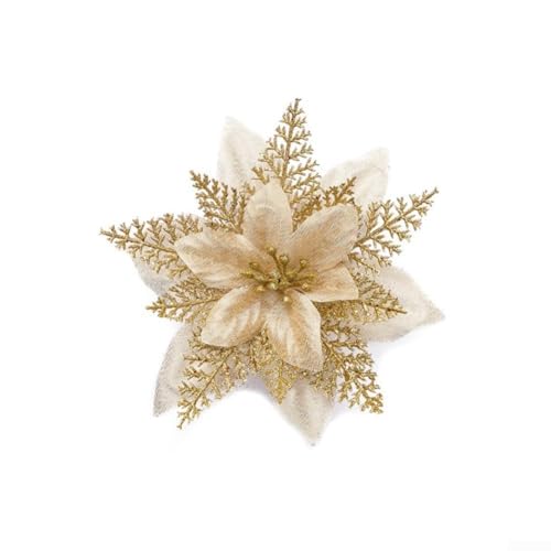 Großer Weihnachtsstern Glitzer Blume für Weihnachtsbaum hängende Dekoration, für Feiertagsfeiern und festliche Veranstaltungen (Gold) von UTTASU