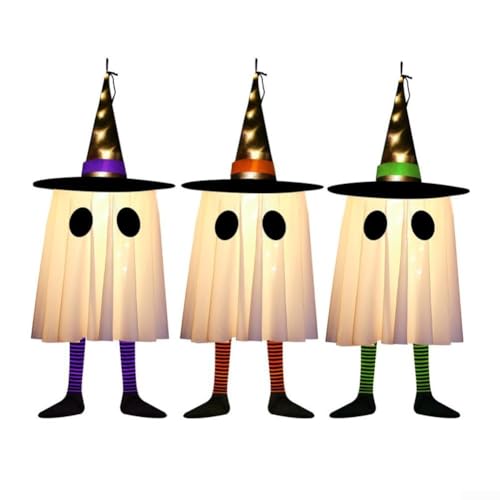 Halloween-Hexenhut-Laterne, hängende Dekoration für den Außenbereich, mit schnellem Blinken, langsamem Blinken und Dauerlicht, 3 Stück von UTTASU