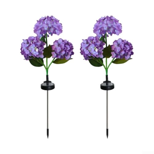 Hortensie Solarleuchten für Außen 2er-Pack mit Edelstahlkonstruktion (lila) von UTTASU