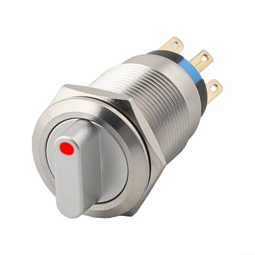 Industrieller Edelstahl 304 Drehknopf Schalter 19 mm 3 Positionen 2NO2NC Momentary Self Reset Silberkontakte IP66 IK09 Schutz 36V 5A Max Strom (rot) von UTTASU