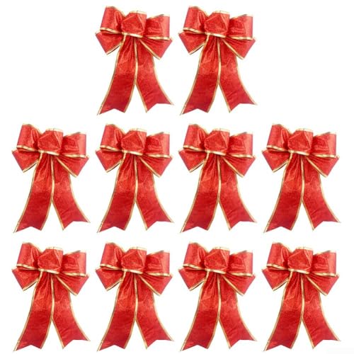 Klassische Weihnachtsschleifen aus Hanf, perfekt zum Aufhängen in Gärten und Veranden (rot) von UTTASU