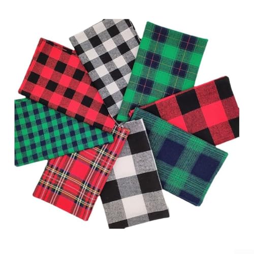 Kombinations-Plaid-Stoff-Set mit 8 Quadraten, großartige Wahl, um elegante Designs in Mode oder Dekoration zu kreieren (8 Stück 50 x 40 cm) von UTTASU