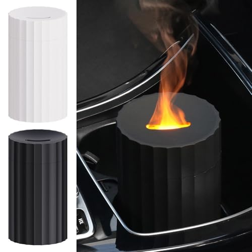 Kompakter 100 ml Diffusor für ätherische Öle Auto-Luftbefeuchter mit 7 Farb-Flammenmodi für eine erfrischende Atmosphäre (schwarz) von UTTASU