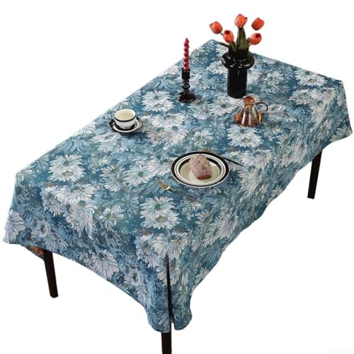 Künstlerische Jacquard-Tischdecke mit Ölgemälde, um Ihr Wohn- und Esserlebnis zu verschönern (blau) von UTTASU