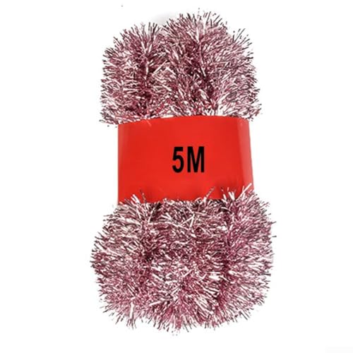 Lametta-Girlande für Weihnachten, 5 m, für Baumschmuck und Bar, festliche Dekoration für Zuhause, Büro, Restaurant und Hotel (Rosa) von UTTASU