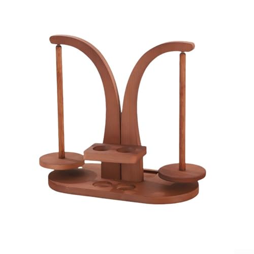 Magnetischer Garnhalter aus Holz mit Doppelspindel zum Organisieren des Garns und zum Stricken und Häkeln (braun) von UTTASU