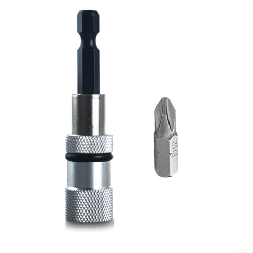 Magnetischer Schraubendreher-Bithalter Verlängerungsstange aus Chrom-Vanadium-Stahl, kompatibel mit 1/4-Zoll-Sechskantschaft-Power-Treibern (Silber) von UTTASU