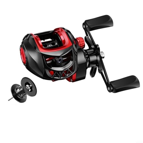 Metall-Baitcast-Rolle mit 10 magnetischen Bremsen, Anti-Rückschlag-System, Ganzmetall-Zink-Legierung und Messinggetriebe, glattes Werfen und Abholen, Links- oder Rechtshänder (rechte Hand rot) von UTTASU