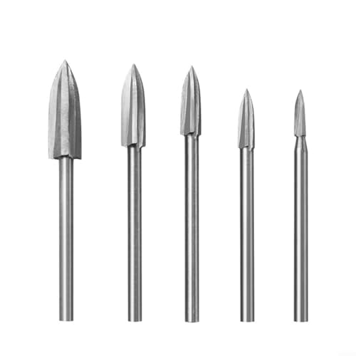 Metall-Holzschnitzbohrer für Rotationswerkzeuge, 3 mm Schaft, Gravurfrässtift-Set, kompatibel mit den meisten Schneideisen für Holz, Möbel, Skulptur, Bonsai und DIY-Projekte (5 Stück) von UTTASU