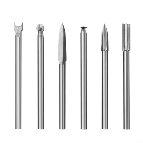 Metall-Holzschnitzbohrer für Rotationswerkzeuge, 3 mm Schaft, Gravurfrässtift-Set, kompatibel mit den meisten Schneideisen für Holz, Möbel, Skulptur, Bonsai und DIY-Projekte (6 Stück) von UTTASU