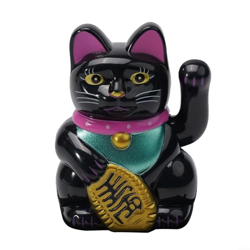 Niedliche Solar winkende Katze Figur für Auto und Haus, bringt positive Energie und Reichtum (Wanliang-Schwarz) von UTTASU
