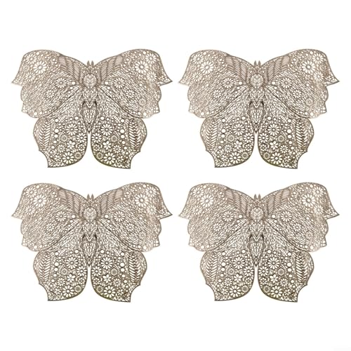PVC-Platzsets mit Schmetterlings-Design, 4 Stück, verschönern Sie Ihren Esstisch mit stilvollem Schutz (Gold) von UTTASU