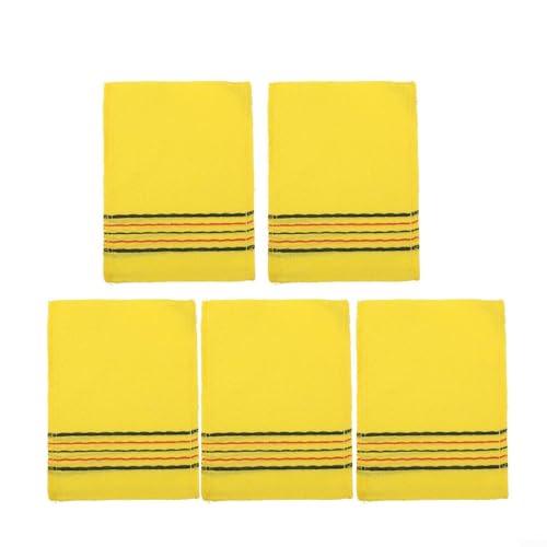 Peeling-Handtuch zum Entfernen von Schmutz und abgestorbener Haut, Bade- und Reinigungstuch mit saugfähigem Material für weichere Haut nach dem Duschen oder heißem Bad (5 Stück gelb) von UTTASU