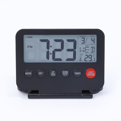 Reisewecker mit LCD-Display und einstellbaren Funktionen, perfekt für jede Umgebung (schwarz) von UTTASU