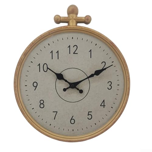 Retro European Style Circular Wall Clock for Garden and Indoor Walls, Waterproof and Weather Resistant with Silent Quartz Movement and Large Dial (Gold) von UTTASU