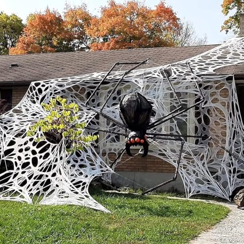 Riesige Halloween-Spinnennetze für Hof und Garten Outdoor-Dekorationen Tuch Spinnennetz für den Innen- und Außenbereich (Spinnennetz-M) von UTTASU