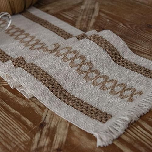 Rustikaler Tischläufer aus Sackleinen mit floralen Spitzendetails, aus Jute für Hochzeiten und Partys, wiederverwendbarer Stoff mit fertigen Kanten, Vintage-Stil (30 x 160 cm) von UTTASU