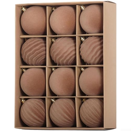 Samt beflockte Weihnachtsschmuck 12-teiliges Set für DIY Urlaub Dekoration, weiche Textur zum Aufhängen an Weihnachtsbäumen und festlichen Displays (Kaffee) von UTTASU