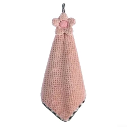 Schnell trocknendes Handtuch für die Küche, weiches Korallen-Fleece-Material, super saugfähig, stilvolles Design mit Aufhängeschlaufe (Rosa) von UTTASU