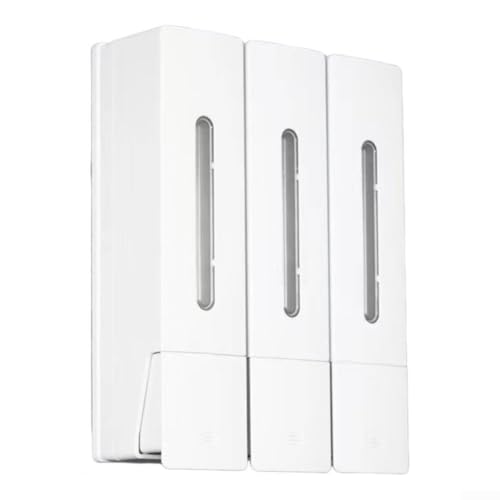Seifenspender mit 3 Kammern, Wandmontage, 400 ml Fassungsvermögen, für Duschshampoo und Duschgel, ABS-Material mit reibungsloser Tastenbedienung für Badezimmer (weiß) von UTTASU