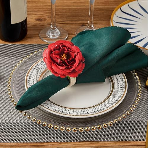 Serviettenhalter mit Blumenmotiv, für stilvolle Tischarrangements zu besonderen Anlässen, Rot, 6 Stück Serviettenhalter mit Blumenmotiv, für stilvolle Tischarrangements zu besonderen Anlässen, Rot, 6 Stück von UTTASU
