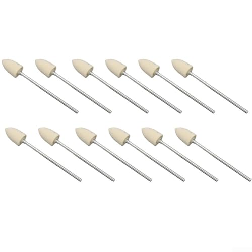 Set mit 12 Woll-Schleifköpfen mit 65 mm langem Griff für Rotationswerkzeuge, Polieren, Schleifen, Glas, Metall und Geräteoberflächen (3 x 8) von UTTASU