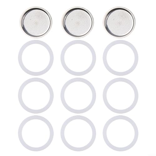 Set mit Silikon-Dichtungen und Stahlfiltern für 6 Tassen Mokkakanne Kaffee Set mit Silikon-Dichtungen und Stahlfiltern für 6 Tassen Mokkakanne Kaffee von UTTASU