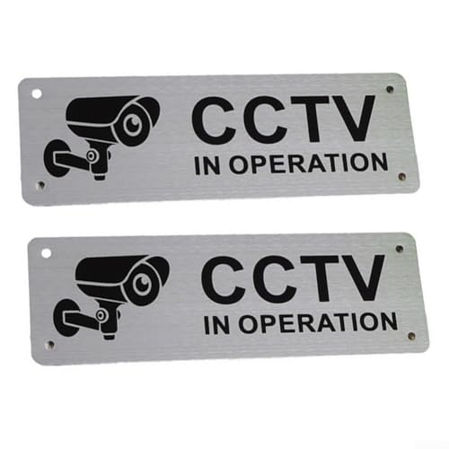 Sicherheitskamera-Schild aus Aluminium mit UV-gedruckten Grafiken, wasserdichtes Design mit vorgebohrten Löchern für sichere Installation zu Hause, Geschäften und Lagereinrichtungen (2 Stück) von UTTASU