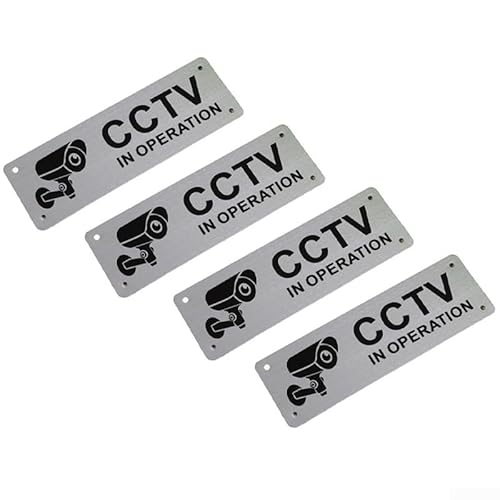 Sicherheitskamera-Schild aus Aluminium mit UV-gedruckten Grafiken, wasserdichtes Design mit vorgebohrten Löchern für sichere Installation zu Hause, Geschäften und Lagereinrichtungen (4 Stück) von UTTASU