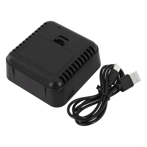 Sprachgesteuerter digitaler Wecker mit zwei Alarmen, einstellbarer Helligkeit, Temperaturanzeige, Datum, Schlummerfunktion und Energiesparmodus für den täglichen Gebrauch (Schwarz) von UTTASU