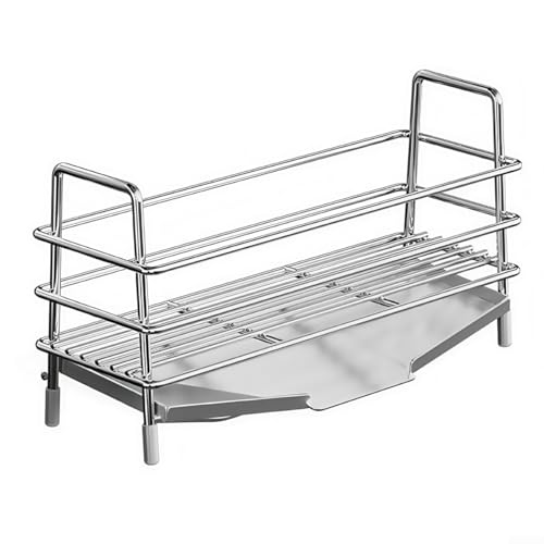 Spülbecken-Organizer mit Seifenspender und Schwammhalter aus Edelstahl mit Wasserablauf-Design, um einen trockenen und organisierten Platz in der Küche zu erhalten Spülbecken-Organizer mit Seifenspender und Schwammhalter aus Edelstahl mit Wasserablauf-Design, um einen trockenen und organisierten Platz in der Küche zu erhalten von UTTASU