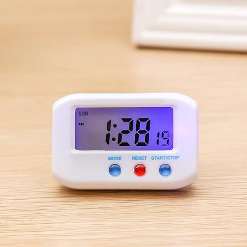 Stilvoller kleiner digitaler Wecker mit LCD-Display, Schlummerfunktion und leichtem Design für einfache Platzierung (weiß) von UTTASU