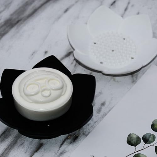 Stylische Lotus-Seifenablage aus rutschfestem Silikon mit effizientem Abtropfsystem für Badezimmer (schwarz) von UTTASU