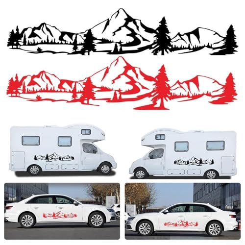 Transform Your Vehicle with 78 Zoll Mountain Scene RV Aufkleber Vinyl Grafik Design (Weiß - 100 cm) von UTTASU