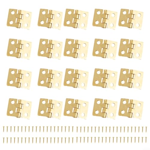 Türscharniere, 20-teiliges Messing-Set für Schmuck- und Werkzeugkasten-Projekte (Gold) von UTTASU