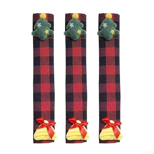 UTTASU Dekoratives Kühlschrank-Türgriff-Abdeckungs-Set, Vliesstoff, Küchengeräte-Protektoren mit 3D-Weihnachtsmann, Schneemann, Elch, Design für Kühlschrank, Mikrowelle (E) von UTTASU