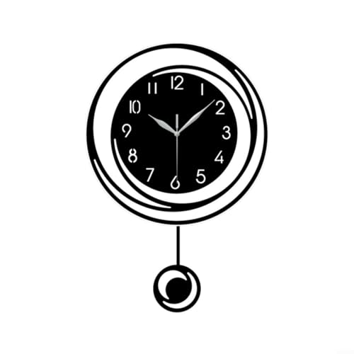 UTTASU Elegante Pendel-Wanduhr, leise, nicht tickend, batteriebetrieben, Quarz-Uhrwerk, große dekorative Uhr für Wohnzimmer, Schlafzimmer, Heimbüro, Schwarz UTTASU Elegante Pendel-Wanduhr, leise, nicht tickend, batteriebetrieben, Quarz-Uhrwerk, große dekorative Uhr für Wohnzimmer, Schlafzimmer, Heimbüro, Schwarz von UTTASU