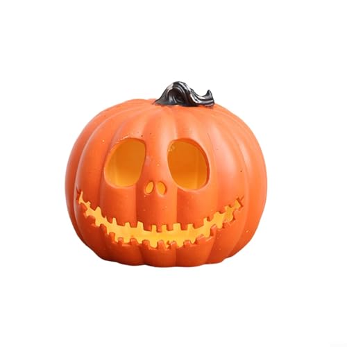 UTTASU Halloween LED Kürbis Laterne Outdoor Dekoration, Orange Kunststoff Jack-O'-Lantern Licht mit Batteriegehäuse für gruseligen Garten, Veranda, Party und Home Display, wetterbeständige festliche von UTTASU