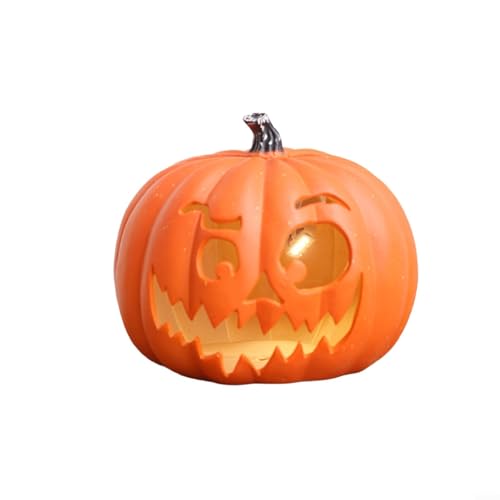 UTTASU Halloween LED Kürbis Laterne Outdoor Dekoration, Orange Kunststoff Jack-O'-Lantern Licht mit Batteriegehäuse für gruseligen Garten, Veranda, Party und Home Display, wetterbeständiges festliches von UTTASU
